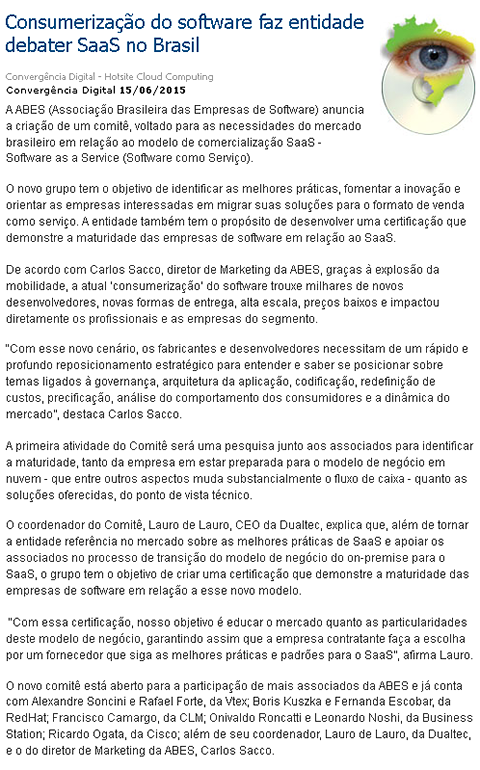 Consumerização do software faz entidade debater SaaS no Brasil
