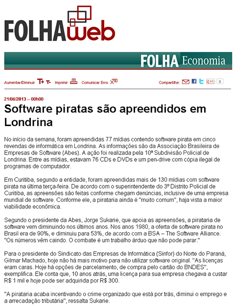 Softwares piratas são apreendidos em Londrina