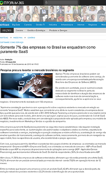 Somente 7% das empresas no Brasil se enquadram como puramente SaaS